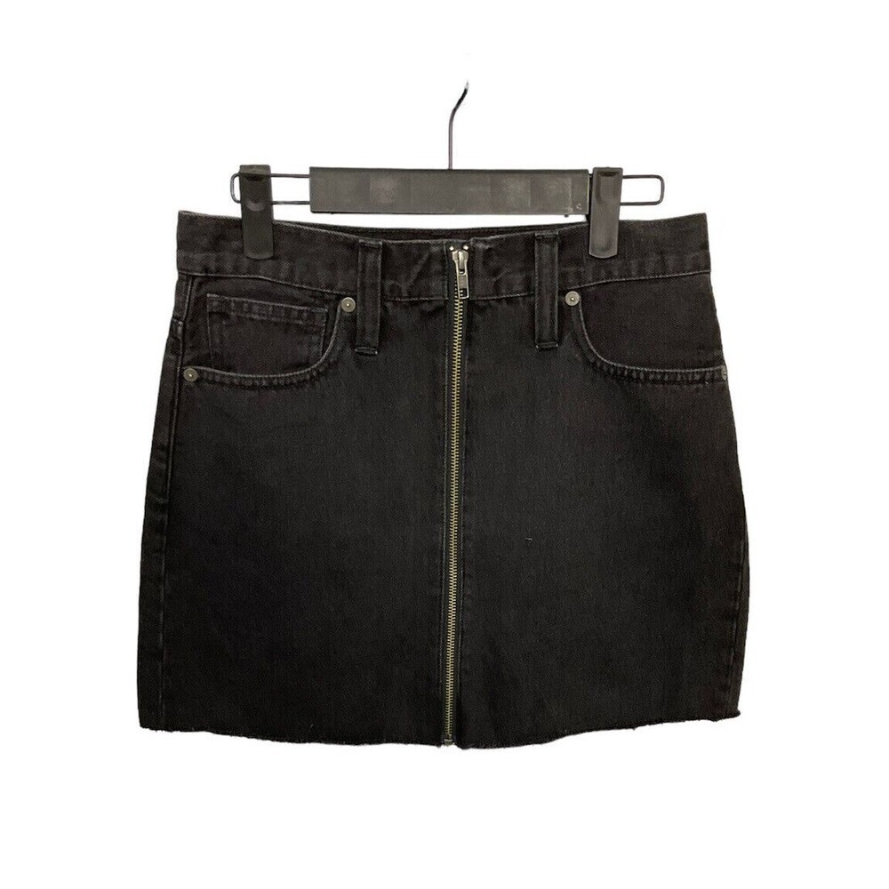 Madewell Mini Skirt Black Full Zip Rigid Y2k Raw Hem Size 25 R2